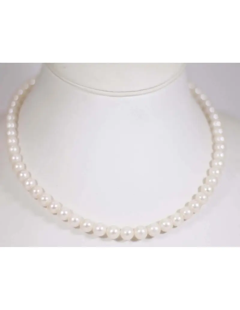 Collana in oro bianco 18Kt con perle naturali B-105B/1