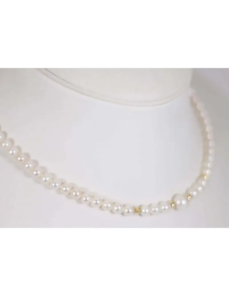 Collana in oro giallo 18Kt con perle naturali e sfere in oro giallo 18Kt B-1006A/6