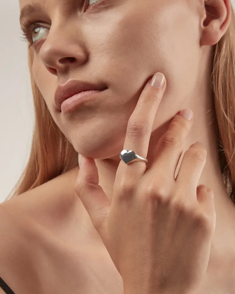 Anello Chevalier Cuore In Argento Lucido miniatura 2