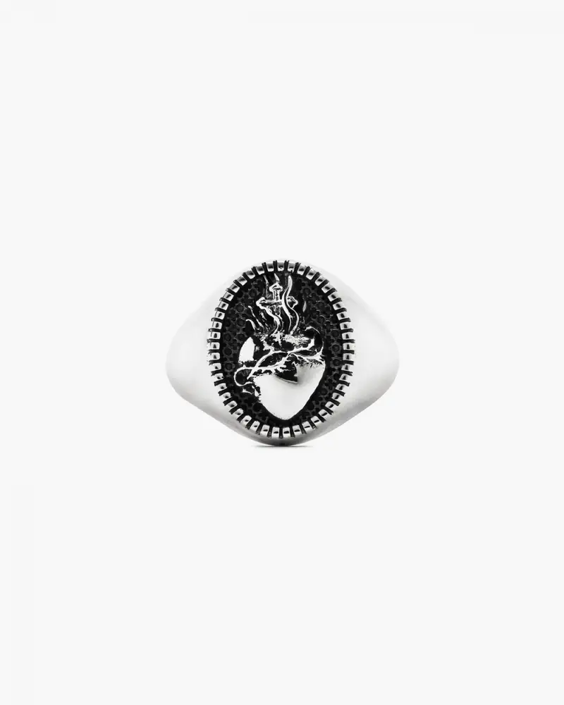 Anello Chevalier Ovale Cuore Sacro Brunito Lucido