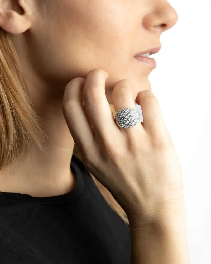 Anello Chevalier Quadrato Con Brillanti Lucido miniatura 2