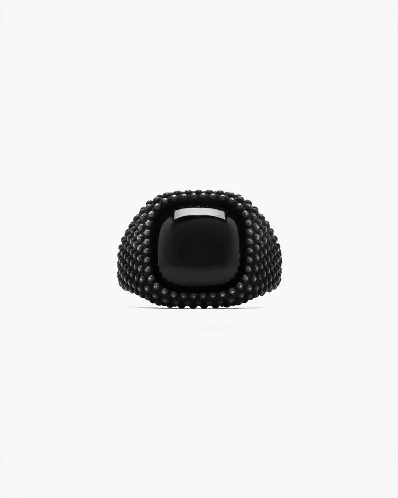 Anello Chevalier Total Black Con Pietra Nera Diamond Like Carbon