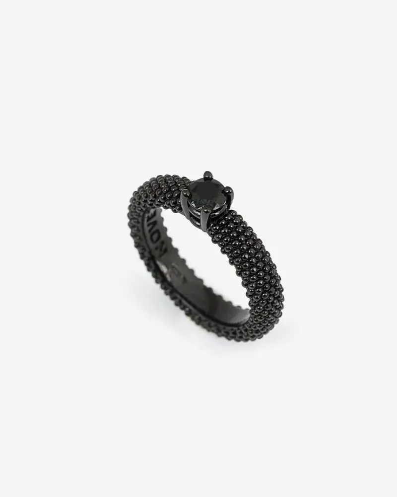 Anello Fede Solitario Puntinato Total Black Diamond Like Carbon