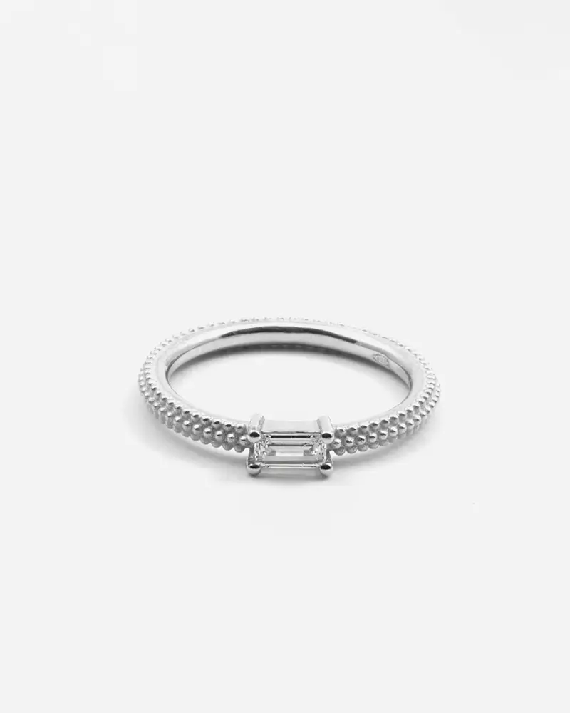 Anello Fedina Puntinata Small Mirror In Argento Con Brillanti Lucido