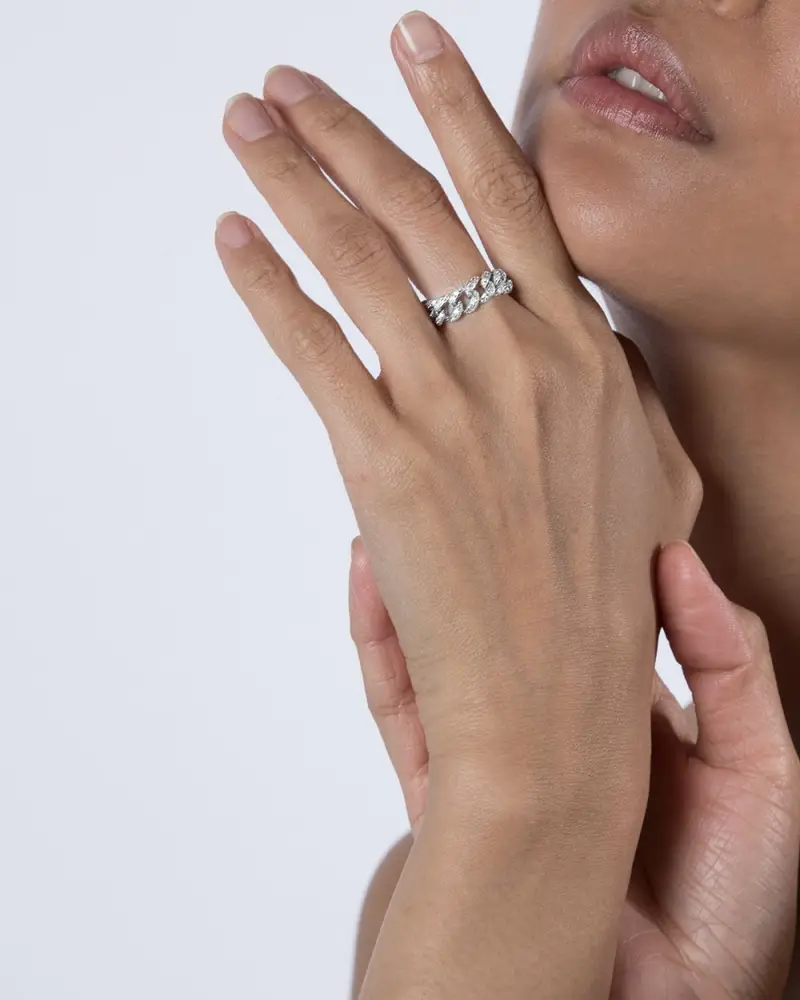 Anello Grumetta Morbida H60 In Argento Con Brillanti Lucido miniatura 2