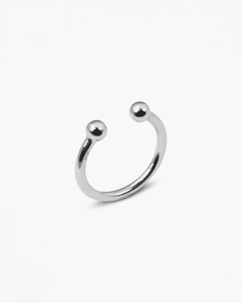 Anello Piercing Sfere Grande In Argento Argentato Lucido