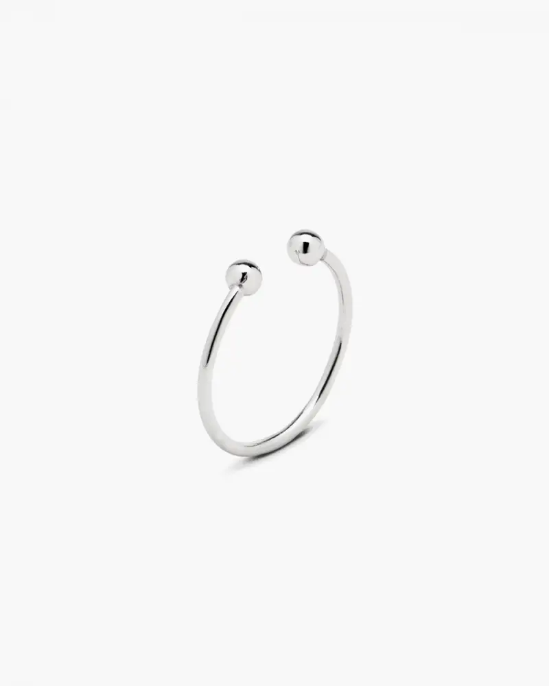 Anello Piercing Sfere In Argento Argentato Lucido