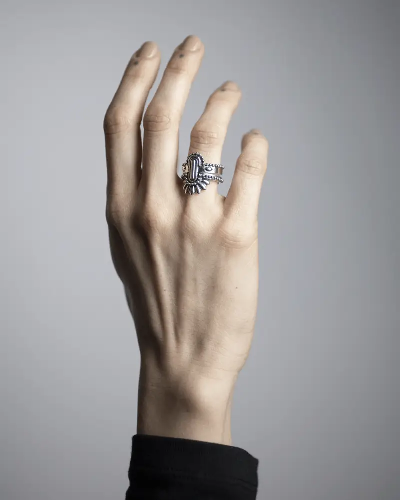 Fedina Floreale Etnica In Argento Brunito Lucido miniatura 2