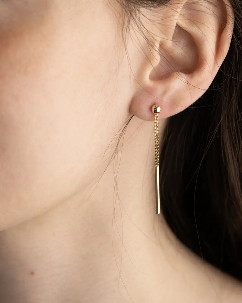 Orecchino A Lobo Sfera Golden Ear Bar Placcato Oro Lucido miniatura 2