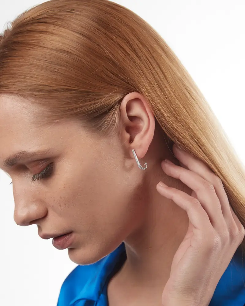 Orecchino Fancy Hook In Argento Con Brillanti Lucido miniatura 2