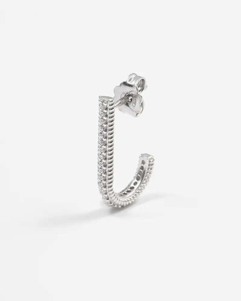 Orecchino Fancy Hook In Argento Con Brillanti Lucido
