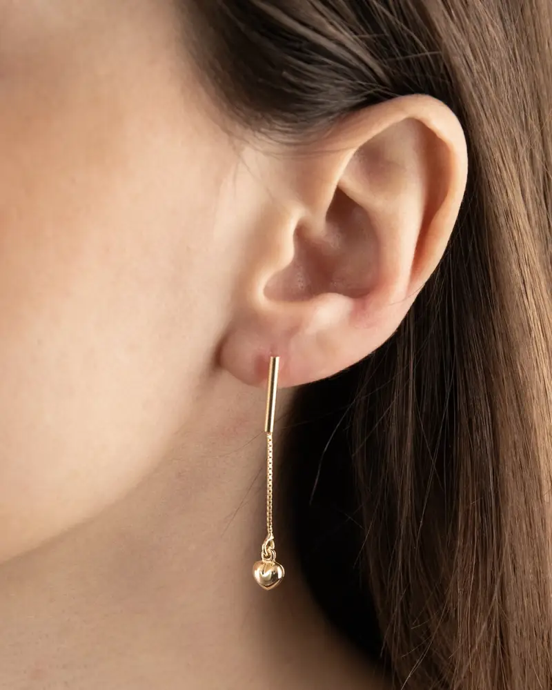 Orecchino Pendente Con Barretta E Catena Golden Love Bar Placcato Oro Lucido miniatura 2