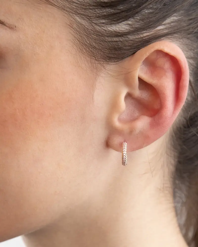 Orecchino Rose Shiny Hanger Placcato Oro Rosa Lucido miniatura 2