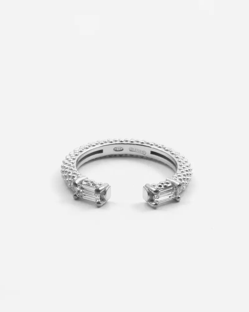 Anello In Argento Double Mirror Con Brillanti Lucido