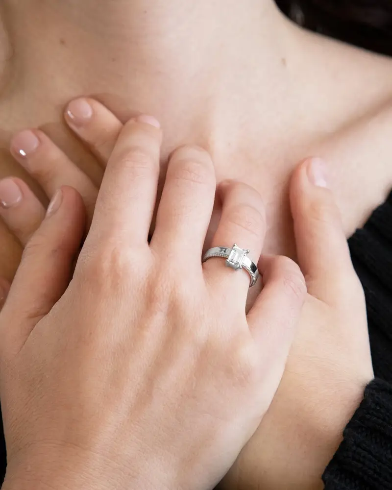 Anello In Argento Thick Mirror Con Brillanti Lucido miniatura 2