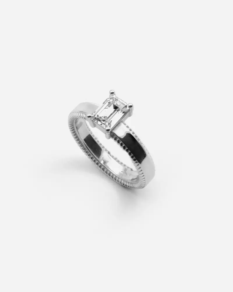 Anello In Argento Thick Mirror Con Brillanti Lucido