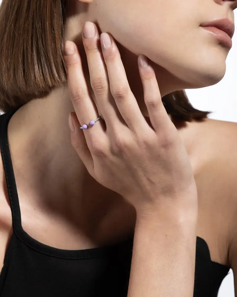 Anello Piercing Sfere Grande Lilla Lucido miniatura 2