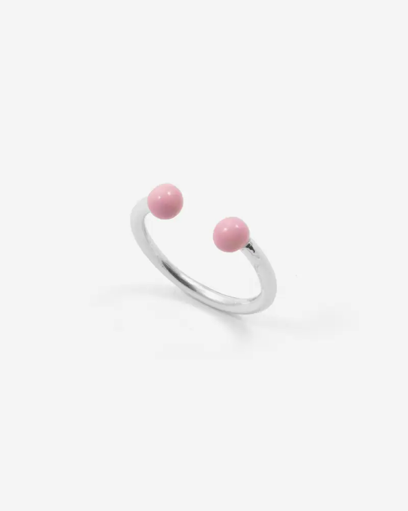 Anello Piercing Sfere Grande Rosa Lucido