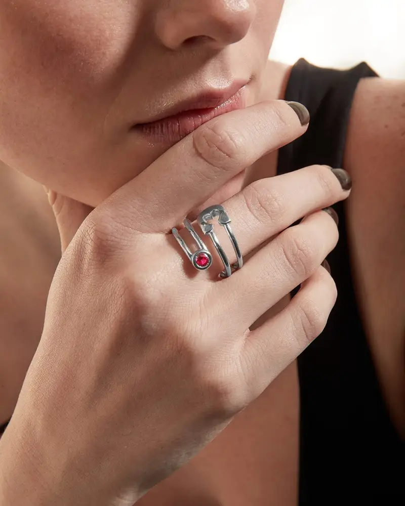 Anello Unbreakable Pin In Argento Lucido miniatura 2