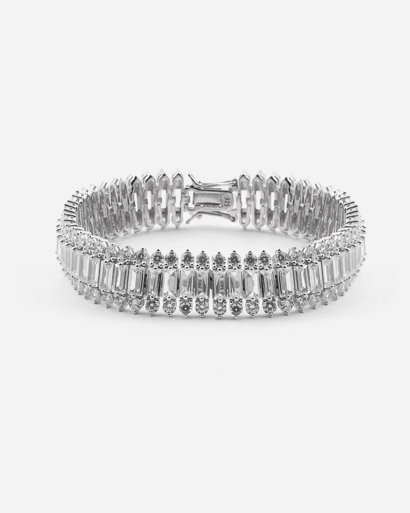 Bracciale Baguette Royal Porch In Argento Con Brillanti Lucido