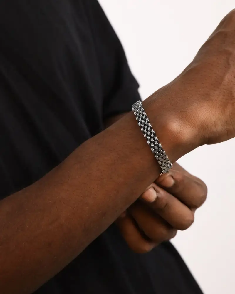 Bracciale Cinturino Orologio In Argento Brunito Lucido miniatura 2