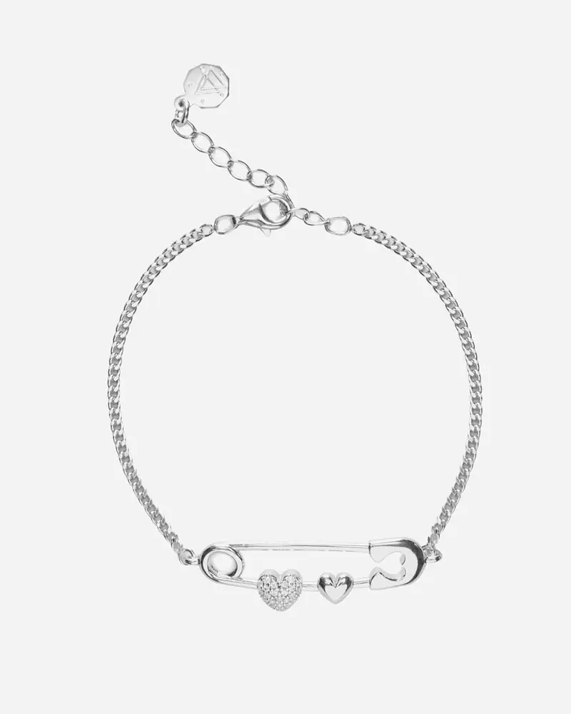 Bracciale Con Spilla E Cuori Pinned Date Lucido