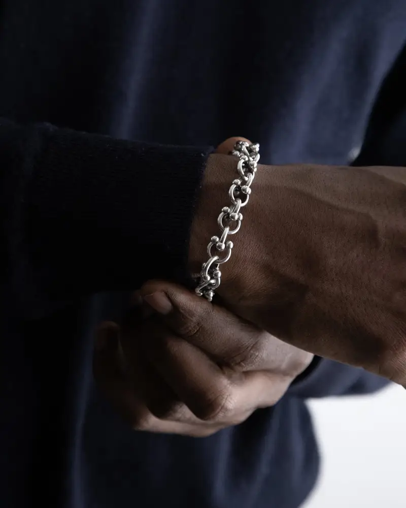 Bracciale Modulo Piercing In Argento Brunito Lucido miniatura 2