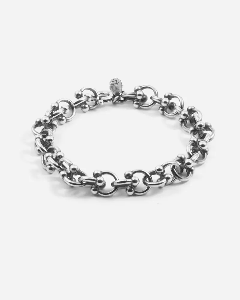 Bracciale Modulo Piercing In Argento Brunito Lucido