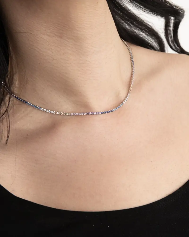 Collana Tennis Gradient Con Pietre Multicolor Lucido miniatura 2