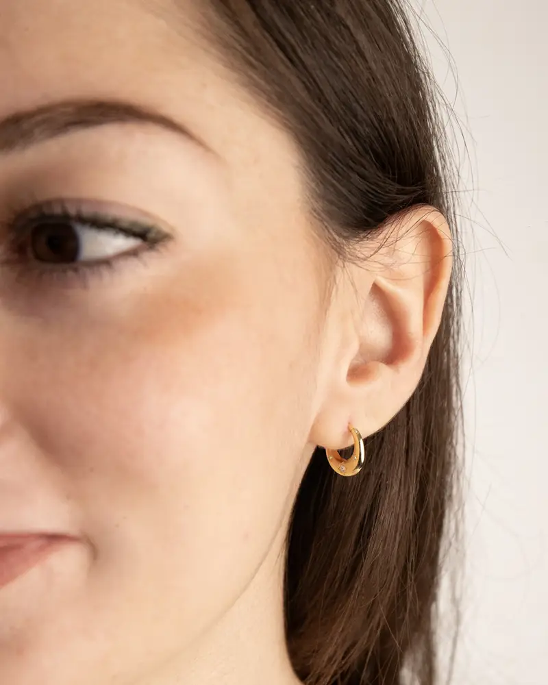 Orecchino Cerchio Golden Halfmoon Septum Placcato Oro Con Brillanti Lucido miniatura 2