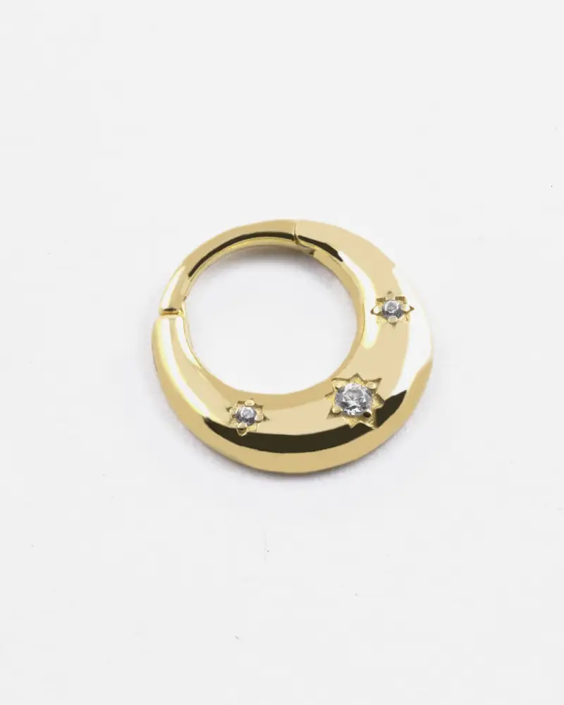 Orecchino Cerchio Golden Halfmoon Septum Placcato Oro Con Brillanti Lucido