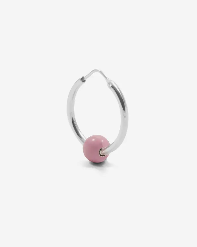 Orecchino Singolo Piercing Sfera Smalto Rosa Lucido