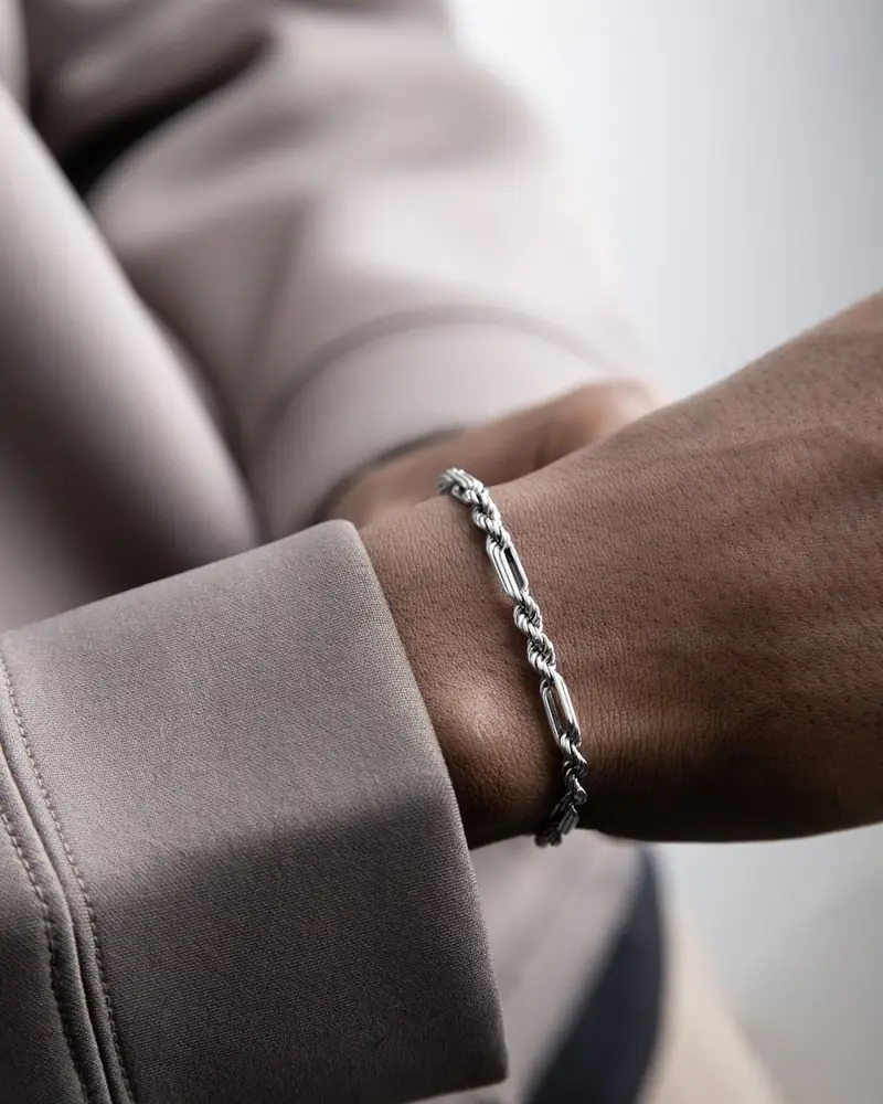 Bracciale Corda 080 Alternata In Argento Brunito Lucido miniatura 2