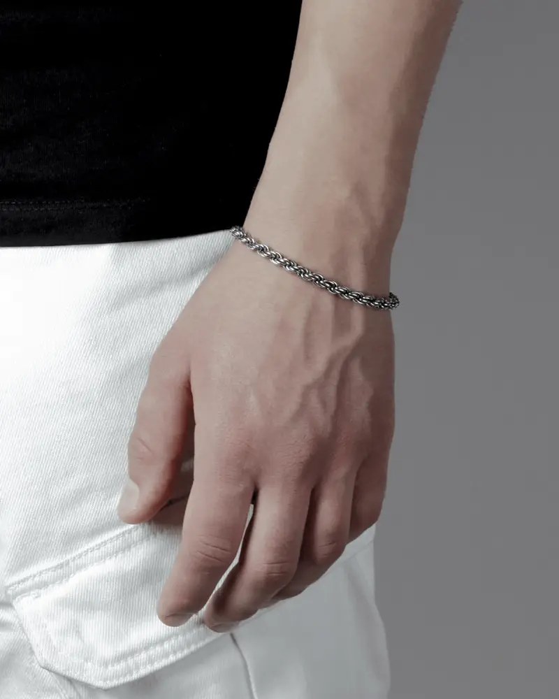 Bracciale Corda In Argento 100 Brunito Lucido miniatura 2