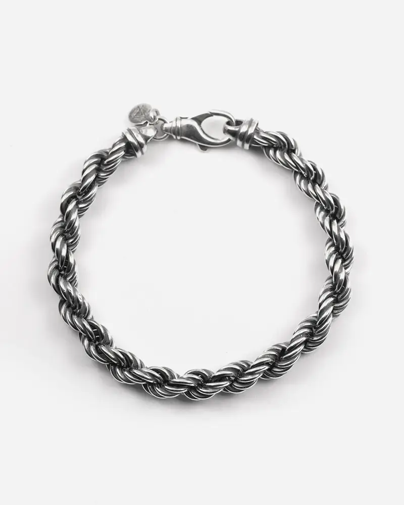 Bracciale Corda Light 150 In Argento Brunito Lucido