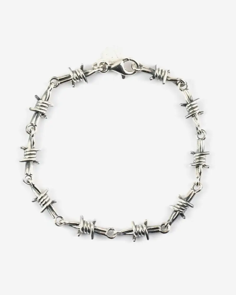 Bracciale Filo Spinato In Argento Brunito Lucido