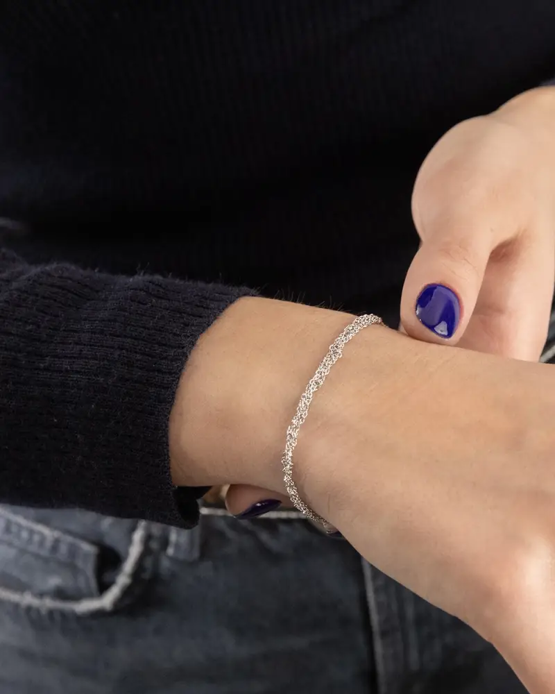 Bracciale Forzatina Intrecciata In Argento Lucido miniatura 2
