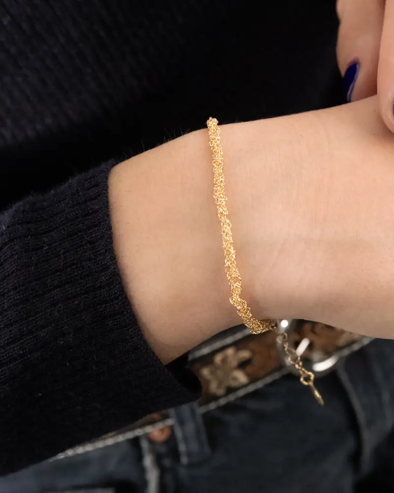 Bracciale Forzatina Intrecciata Placcato Oro Lucido miniatura 2