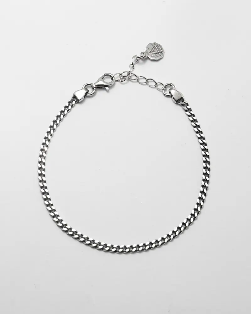 Bracciale Grumetta Filo 080 In Argento Brunito Lucido