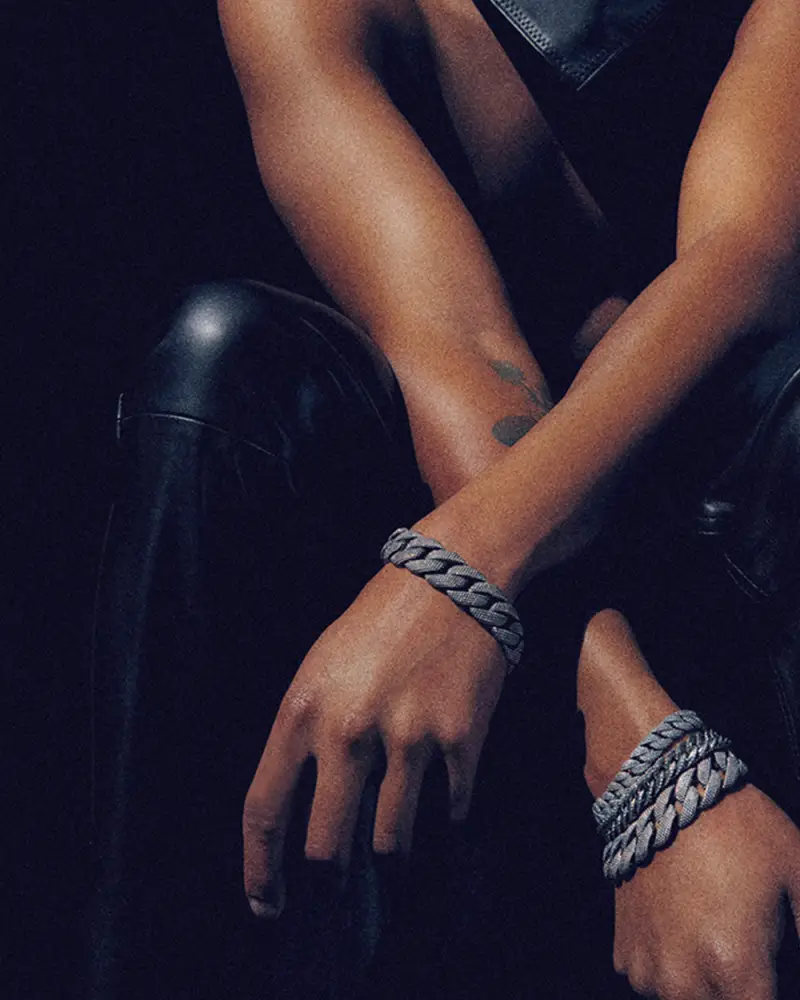 Bracciale Grumetta Puntinata In Argento Brunito Lucido miniatura 2