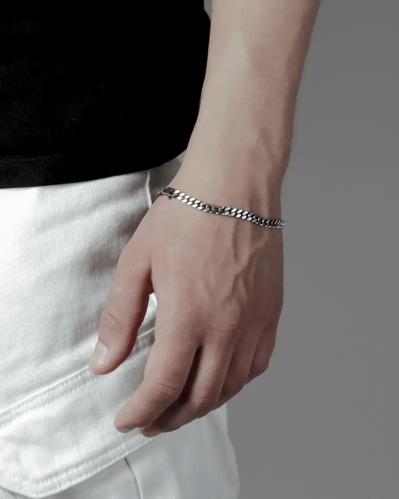 Bracciale Grumetta Quadrata Filo 150 In Argento Brunito Lucido miniatura 2