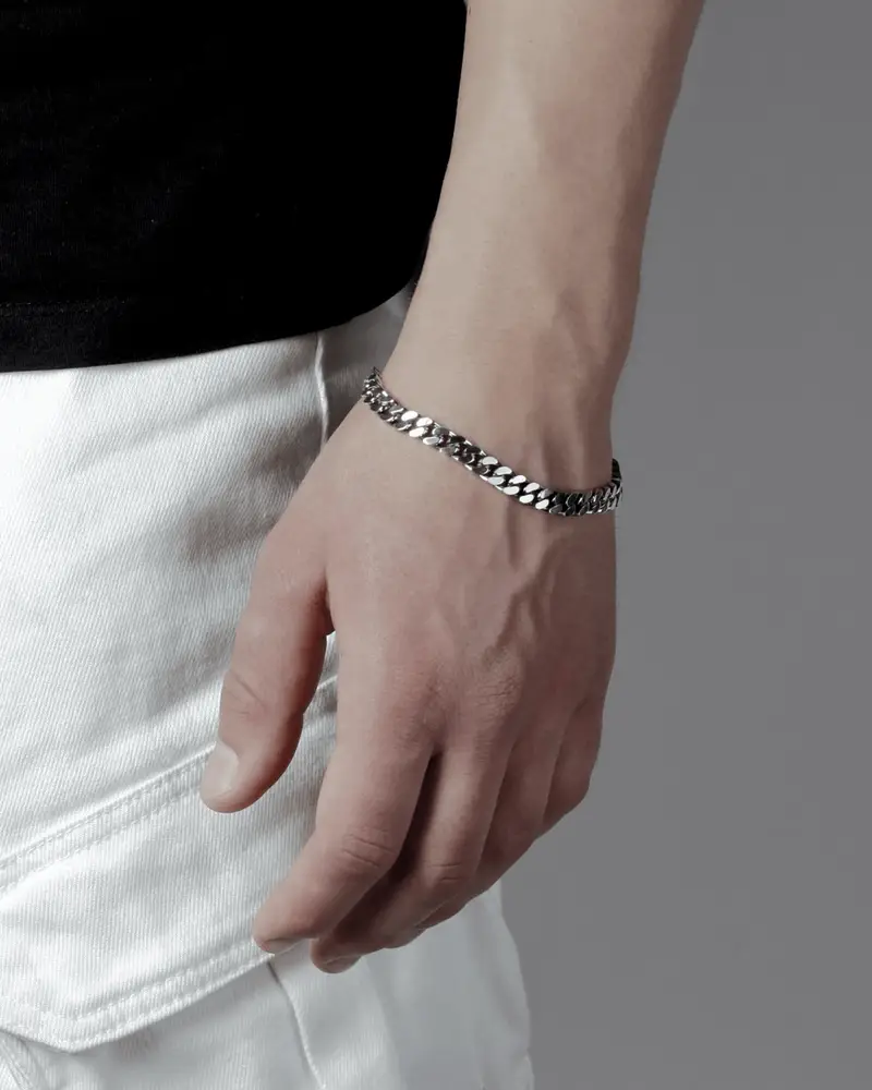 Bracciale Grumetta Quadrata Filo 200 In Argento Brunito Lucido miniatura 2