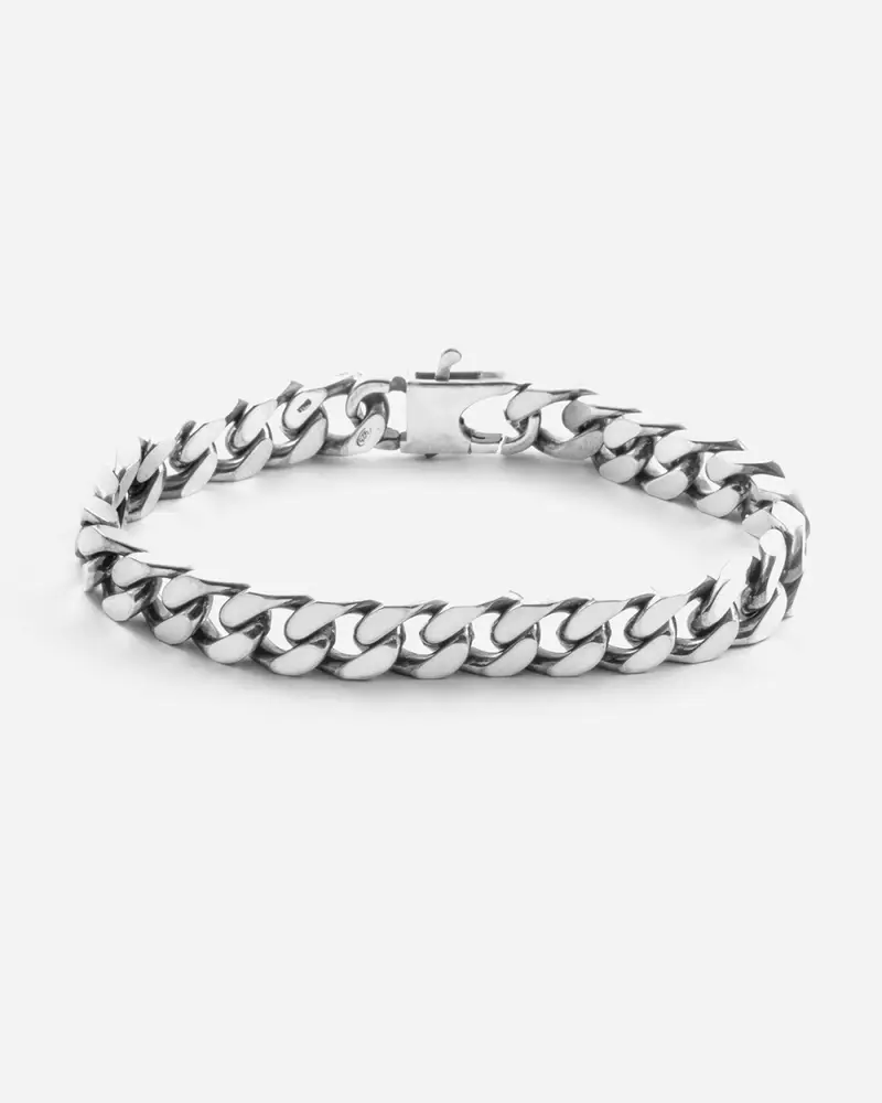 Bracciale Grumetta Quadrata Filo 300 In Argento Brunito Lucido