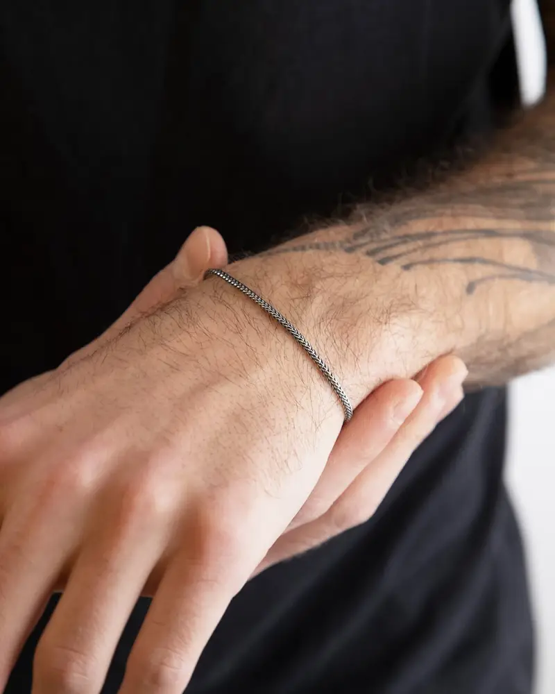 Bracciale In Argento Coda Di Volpe Brunito Lucido miniatura 2