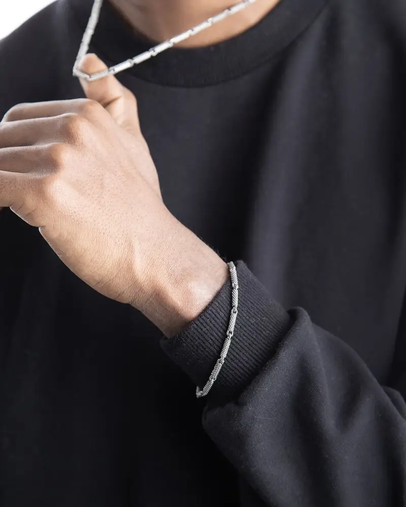 Bracciale In Argento Roller Puntinati Brunito Lucido miniatura 2