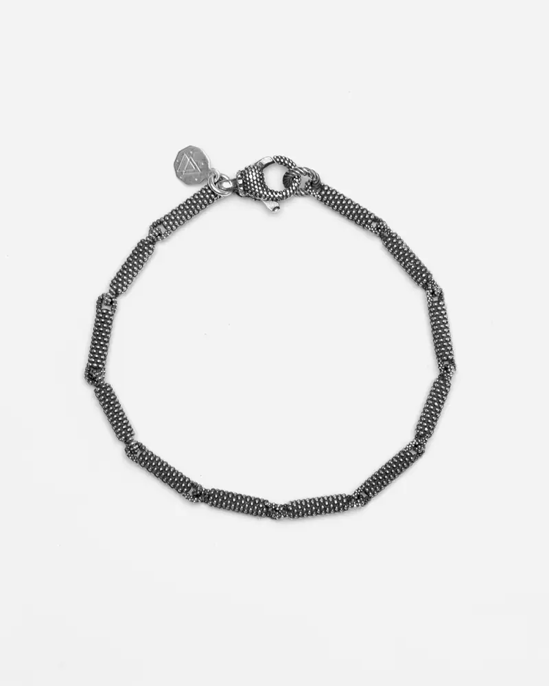 Bracciale In Argento Roller Puntinati Brunito Lucido