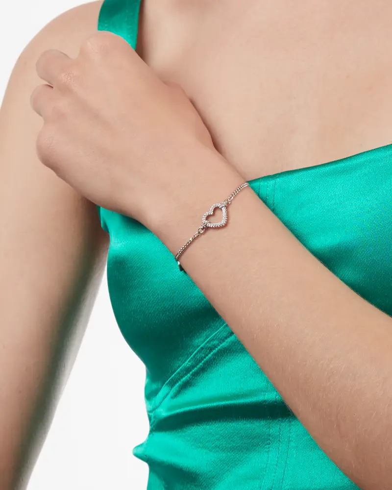 Bracciale In Argento Tight Love Con Cuore Con Brillanti Lucido miniatura 2