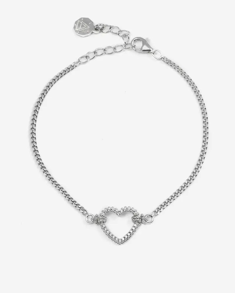 Bracciale In Argento Tight Love Con Cuore Con Brillanti Lucido