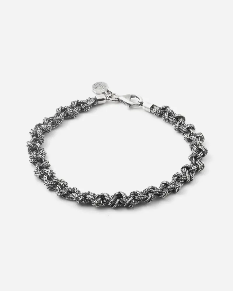 Bracciale Intreccio Nodi Piccoli In Argento Brunito Lucido