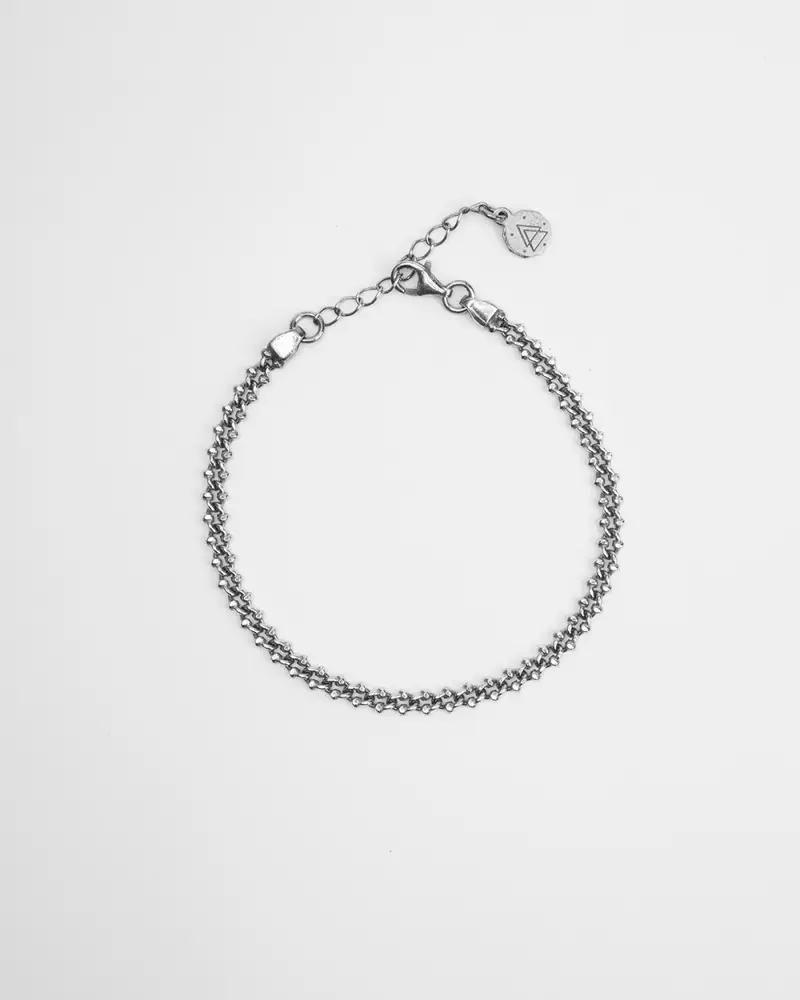 Bracciale Maglia Granchio In Argento Brunito Lucido